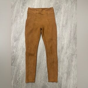 Spanx Faux Suede Leggings Womens Brown Rich Caramel Pull On Stretch Pants Size S